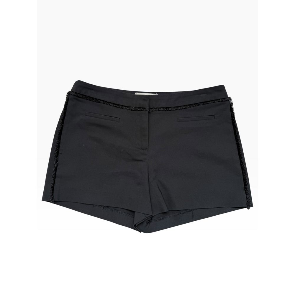 Naf Naf Paris Womens Black Tailored Fringe Trim Shorts Size 38 US 6